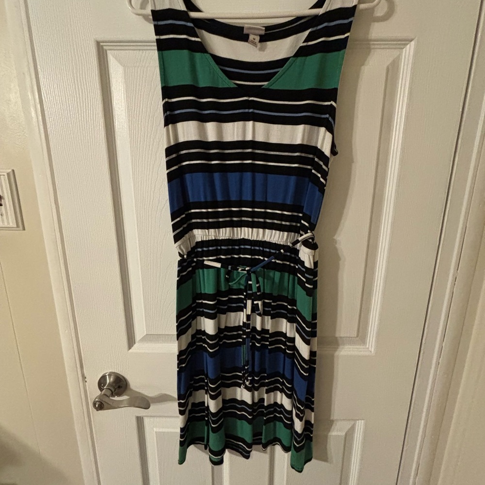 Merona Striped Midi Dress - Green, Blue, Black, White